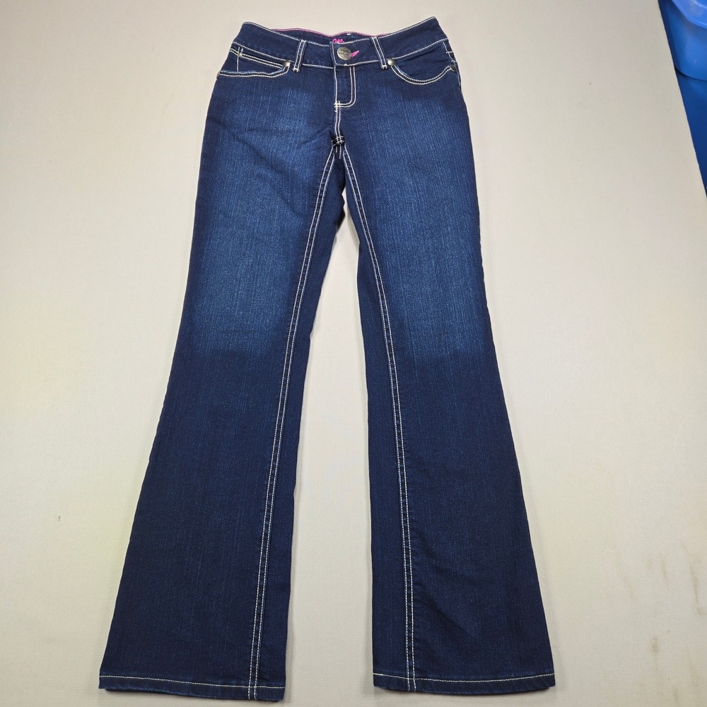 Wrangler Jeans Bootcut Dark Wash Contrast Stitch Embroidered Blue Women 3/4 x 32